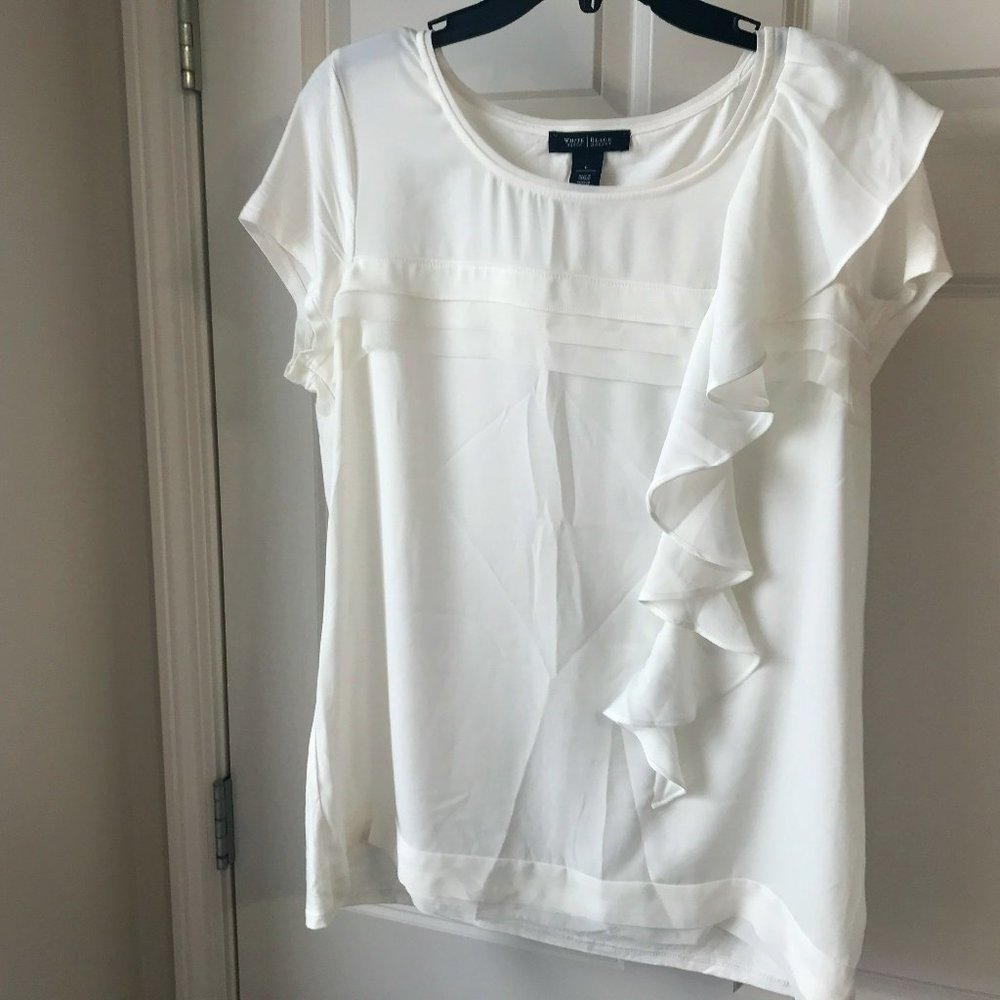 WHBM Ivory Tee Front Front Ruffle
